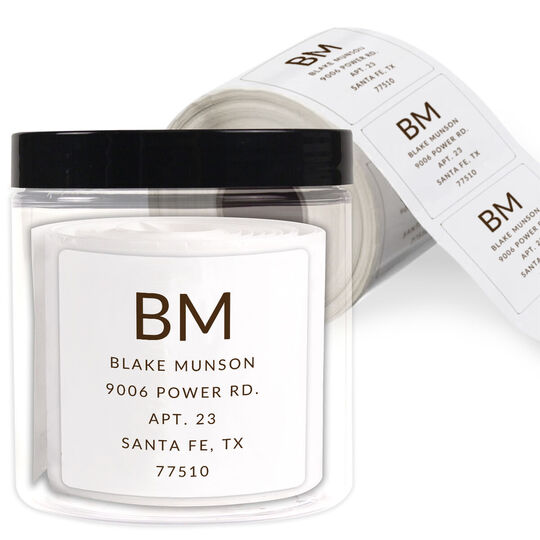 Epic Initials Square Address Labels in a Jar